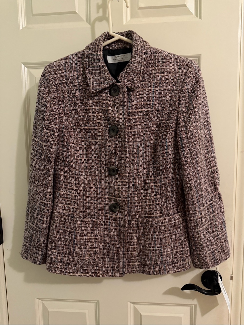 Tahari Pink Tweed Button-Front Women's Jacket